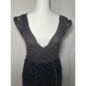 Free People Knit Top Cap Sleeve Dress 8 Black/Gray 90's Grunge Fairygrunge Retro